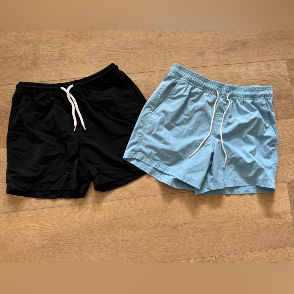 RSQ Men's Black and Light Blue Shorts - Size M